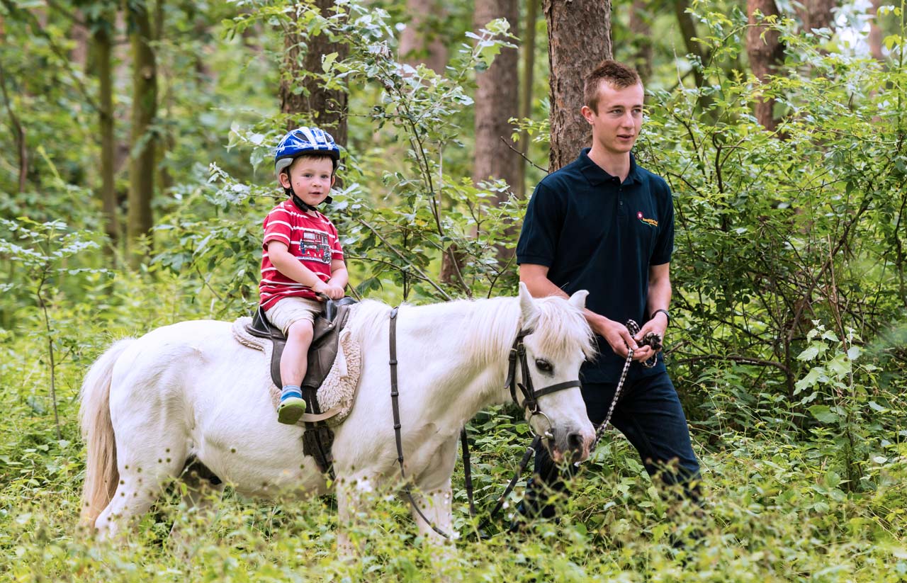 Ponyreiten mit Kind durch den Abenteuerwald